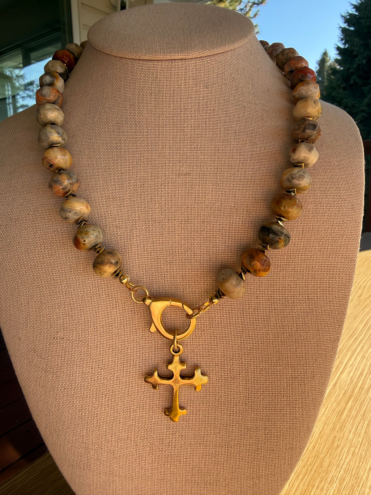 ✨ Crazy Lace Agate + Hematite Necklace